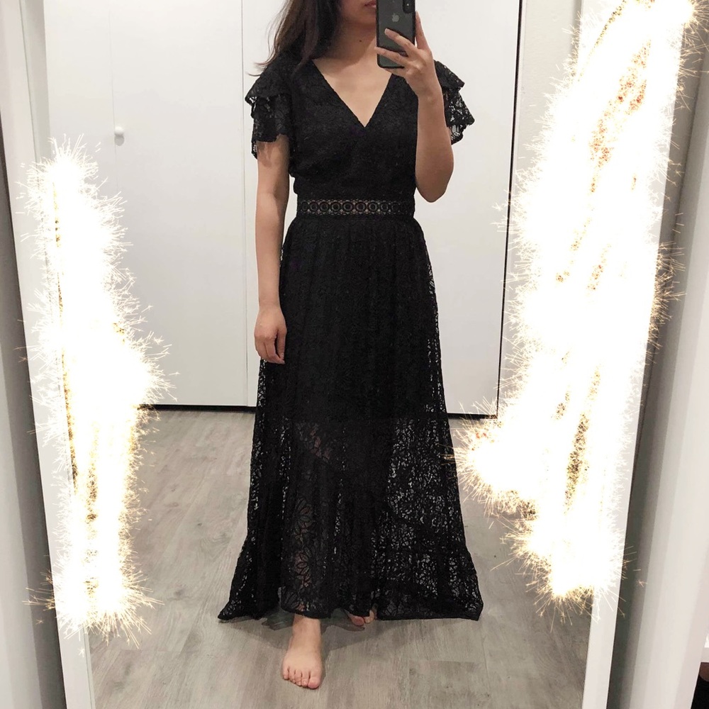 All Lace Flutter Sleeves Maxi Dress